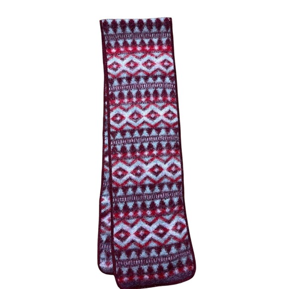 NWT ICEWEAR Scarf Nordic Fair Isle Pure New Wool Red Grey Made in Iceland - Picture 5 of 8